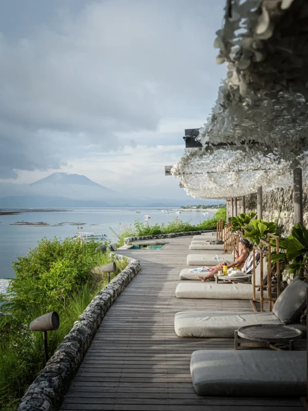 The open air wellness Sundeck area with sauna, cold plunge and deck beds at Lago, Nusa Lembongan
